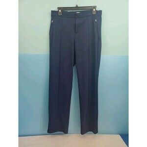 Womens Sz M Athleisure Pants Zipped Pockets Straight Leg Blue T By Talbots